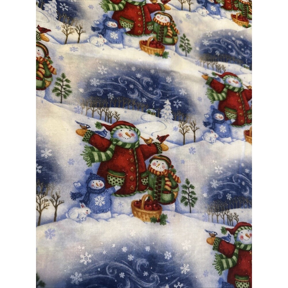 2 Christmas Themed Pillowcases, Handmade,Standard,Cotton - Snowflakes, Snowman